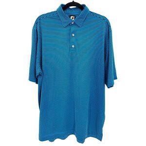 FOOTJOY Blue Black Striped Golf Polo Shirt Size Large L